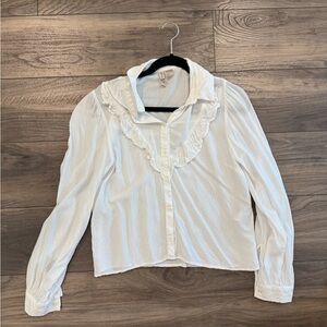 H&M Elegant White Ruffled Women's Top size small